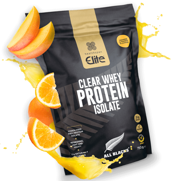 Elite All Blacks Clear Whey Protein Isolate Orange and Mango