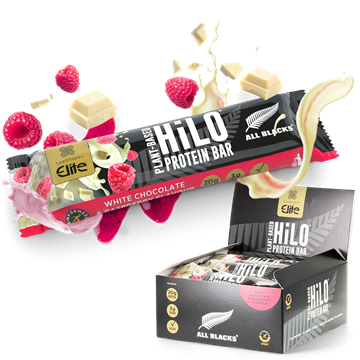 All Blacks Plant−Based HiLo® Protein Bar − White Chocolate Raspberry Flavour