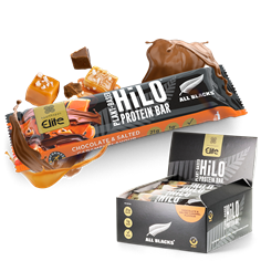 All Blacks Plant−Based HiLo® Protein Bar − Chocolate and Salted Caramel Flavour